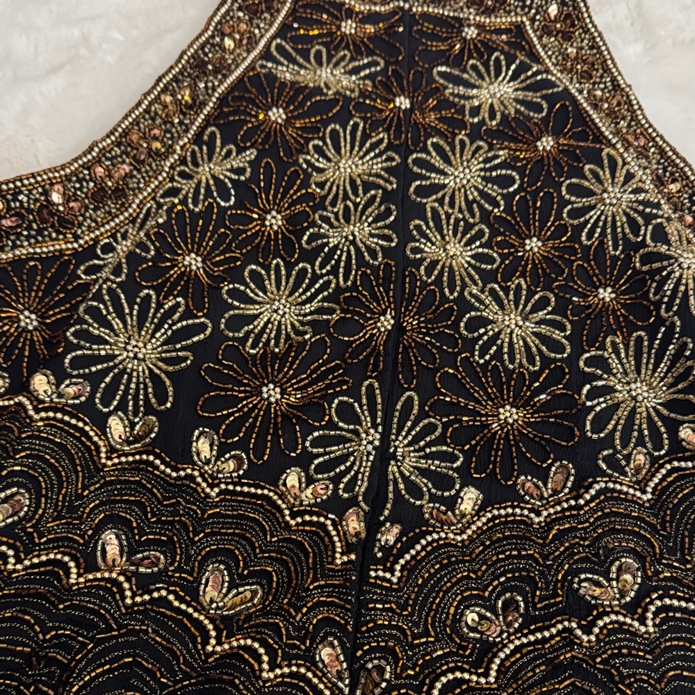 Papell Boutique Black and Gold Beaded Blouse - Picture 4 of 5